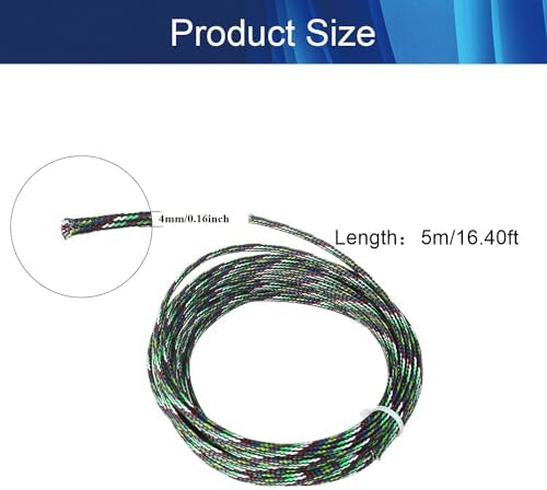 Jutagoss PET Expandable Braided Cable Sleeve, 16.4ft - 3/16 inch Multicolor Cable Management Sleeve, Wire Loom Tube Cord Protector for USB Cable, Power Cord, Audio Video and More, 1Pc