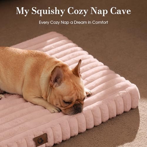 Extra Large Orthopedic Dog Crate Bed with Waterproof Lining | Egg crate foam for joint support. Soft plush surface. Non-slip bottom. Removable & machine washable cover. OEKO-TEX certified