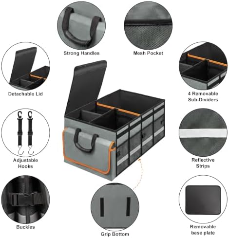 GDNasist Car Trunk Organizer and Storage for Car, SUV & Sedan