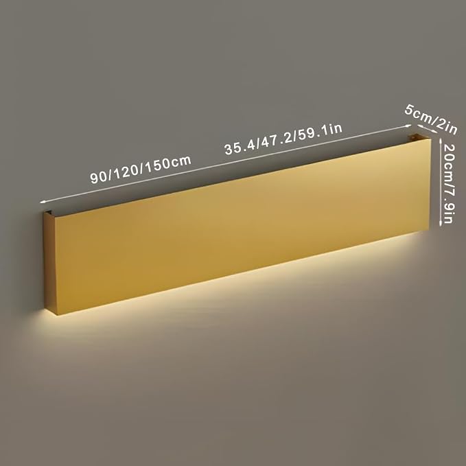 Magazine Holder Wall Mounted, Set of 3, Metal Floating Book Shelves with Built-in Illuminated LED Light, Decorative Display Shelf, for Living Room, Bedroom, Bathroom ( Color : Gold , Size : 120x5x20cm