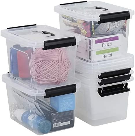 Farmoon 6 Quart Clear Lidded Storage Bin, Plastic Container Box, 6 Packs