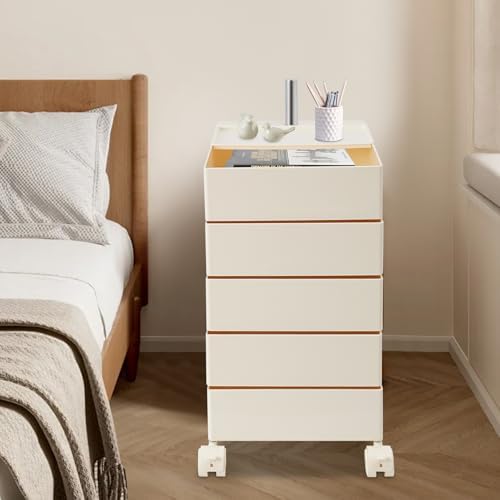Storage Cabinet 360° Rotating Sofa Side Cabinet (White)