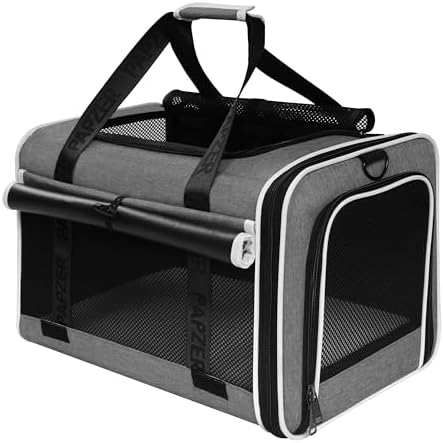 Cat Carrier for Travel, Soft-Sided, Top Loading, Privacy Curtain, to 20 lbs | Medium Pet Carry Bag Nervous Cat, Vet Visits Car Transport, Luggage Sleeve Suitcase Attachable Small Puppy Crate Kennel Grey