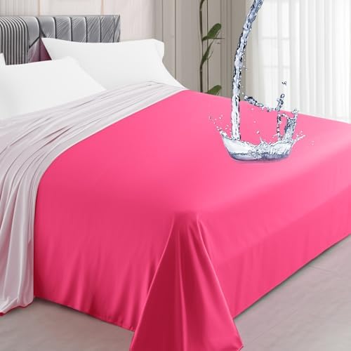 Tisancy Waterproof Bed Blanket Queen Size 78'' x 82'' Pink Polyester, TPU Waterproof Film Mattress Protector Mat with Storage Bag for Bed Cover