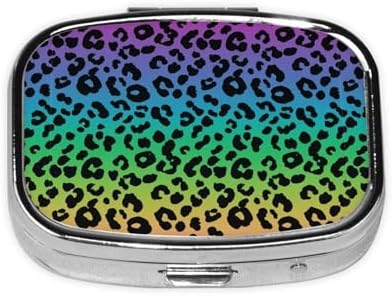 Elderly Pill Organizer Simple AM/PM Box Large-Compartment Medicine Case Arthritis-Friendly, Colorful Cheetah Leopard Animal Print Rainbow