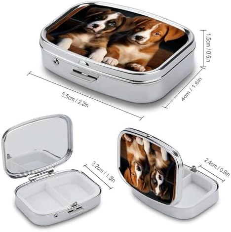 Puppies Dogs Pets Animals Pill Box Cute Square Pill Case Portable Medicine Tablet Vitamin Holder Organizer for Purse Pocket