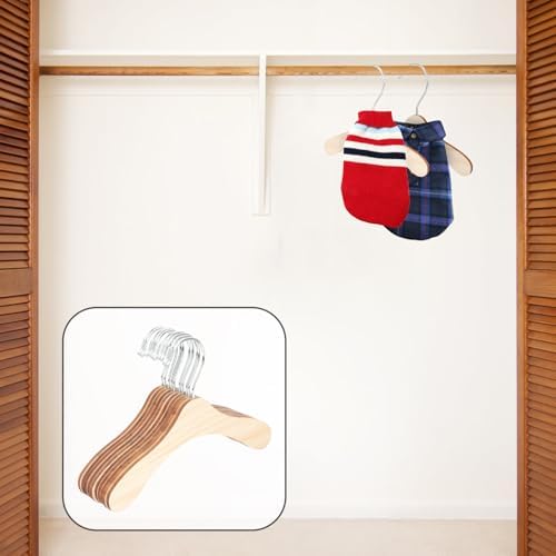 SEWACC 10pcs Wooden Pet Hangers 8.66 Inch Small Cat and Dog Clothes Hangers Wear-Resistant Solid Wood Closet Organizers for Daily Use