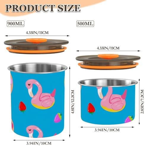 Flamingo Pool Floats Coffee Canister with Lid Airtight Food Storage Containers 17OZ Stainless Steel Canisters Kitchen Food Organizer for Beans, Cereal, Pasta, Flour, Sugar, Snacks