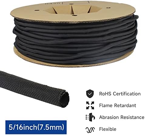 Braided Split Wire Loom Wrap Cable Sleeve Tube Harness Lot Sheathing Management Organize (5/16"-15ft)