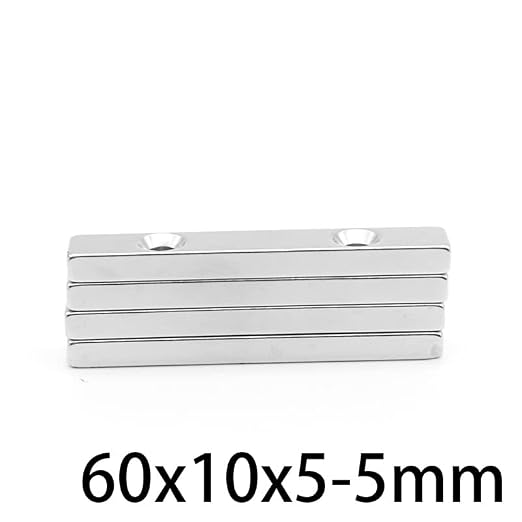 1/2/5/10/15/20PCS 60x10x5-5mm Block Magnetic Holes 5mm 60x10x5-5 Strip Neodymium 60 * 10 * 5-5 Magnets(5PCS)