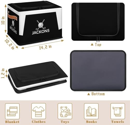 Custom Storage Basket with Zipper Lid, Golf Ball Sport Foldable Fabric Storage Boxes Decorative Closet Shelves Clothes Organizer Container Cubes with Handle 1PCS