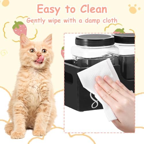 Wood Dog Treat Container with 3 Plastic Treat Jars, Large Capacity Dog Food Container, Multifunctional Pet Food Storage for Countertop