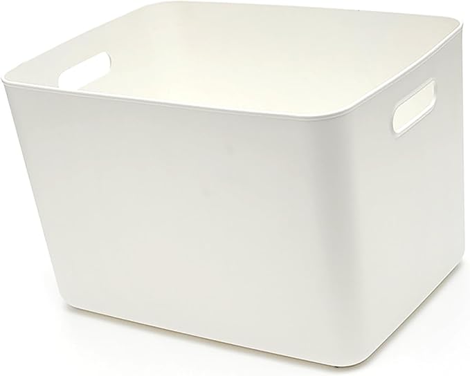 Large White PET Organizer Bins with Handles and Portable Design for Pantry Storage Bathroom Food Organization