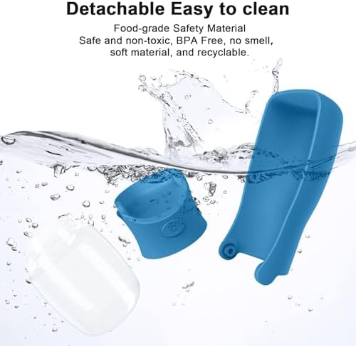Portable Dog Water Bottle for Walking – 19oz / 12oz Foldable Pet Water Dispenser for Puppies, Medium & Large Dogs – Leak Proof Travel Water Bowl for Small Animals Dog Accessories(19OZ Dark Blue)