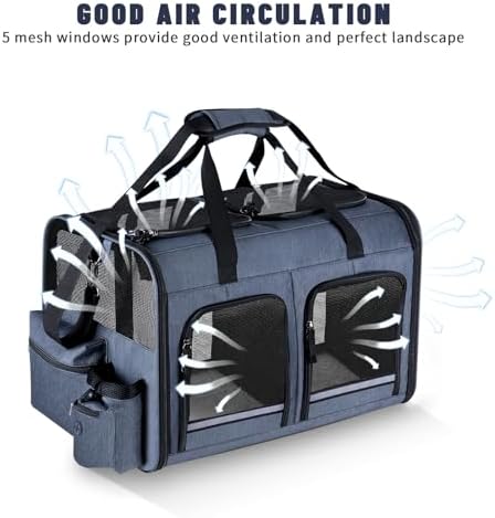 Cat Carrier for 2 Cats,Double Cat and Dual Dog Carrier Cabin for Two Pets | Small to Medium Size, Foldable,2 Front Zippered Compartments, for Outdoor Travel,Mulitple Cat Carrier, Grey