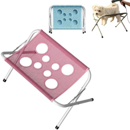 Portable Dog Grooming Table, Foldable Pet Grooming Hammock Stand (Pink-A) | with Quick Dry Mesh Platform, Support Rectangular Wash Station for Small Dogs and Cats Nail Trimming,Bathing and Daily Care