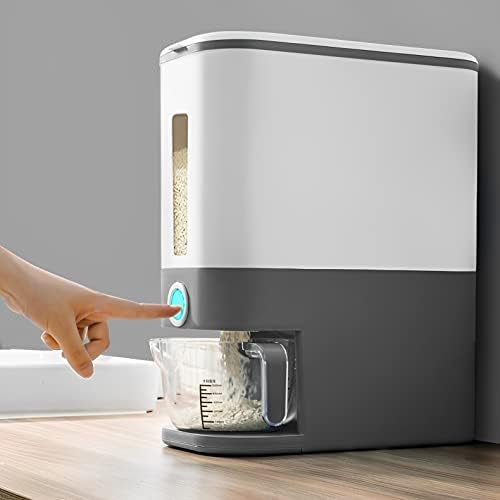 Sooyee 22-25 Lbs Rice Dispenser with Measuring Cup | Large Food Storage Container, For Rice, Corn, Cereal,Grain,Soybean & Oatmeal, Airtight, Moisture Proof