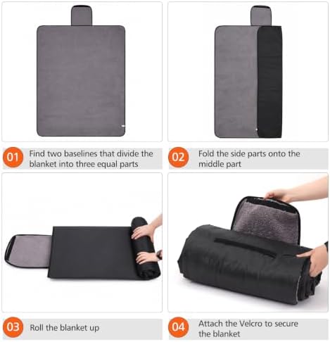 REDCAMP 79"x59"Large Outdoor Camping Blanket Sherpa Fleece Lining, Black | Cold Weather Warm Thick Outdoor Blanket Comfy Foldable & Windproof for Camping Stadium,Car,Picnics,Pet,Trip,Machine Washable