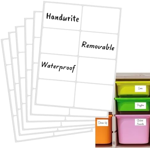 Removable Label Stickers for Organizing -200PCS 3 x 2 inch Waterproof White Handwrite Blank Labels, Classroom, Office & Home Organization for Storage Bins, Moving, Folders, Freeze Food