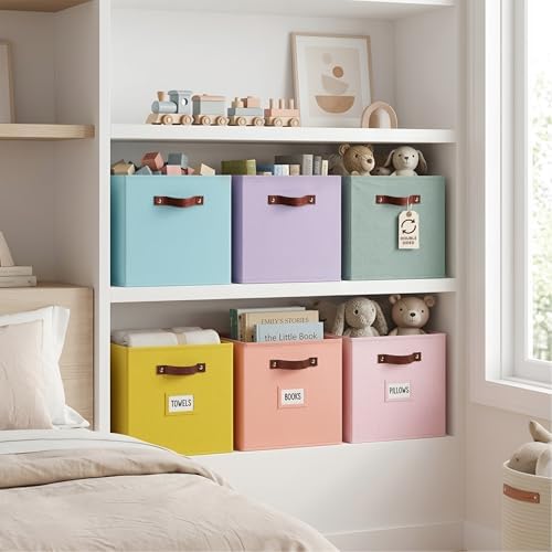 DECOMOMO Storage Bins, Cube Storage Bin with Labels