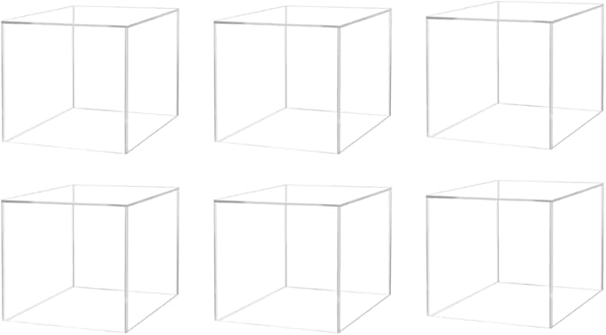 6 Pack 14 Inch Clear Acrylic Display Box with One Open Side No Lid Versatile Square Merchandise Storage Bin or Retail Product Riser by Marketing Holders