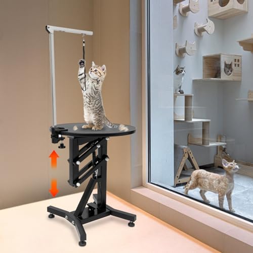 24" Lift Dog Grooming Table with Adjustable Overhead Arm & Tool Organizer | Rotating Pet Grooming Table | 110 Lbs Load Capacity | Adjustable Height 27.56-40.16in | For Small & Medium Pets