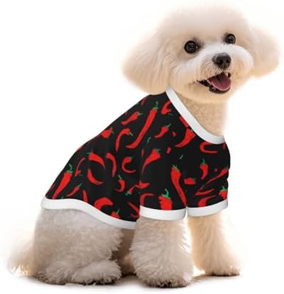 Red Chili Pepper Dog Shirt Pet Cotton T-Shirt Breathable Dog Clothes