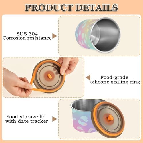 Colorful Polka Dot Pattern Coffee Canister with Lid Airtight Food Storage Containers 17oz Stainless Steel Canisters Kitchen Food Organizer for Beans, Cereal, Pasta, Flour, Sugar, Snacks