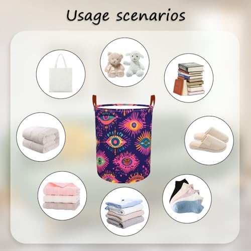 Laundry Basket 15.7x19.7 in Colorful Evil Eye Hamper for Bedroom