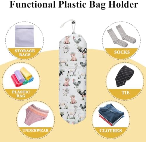 Animal Plastic Grocery Bag for Women Holder Plastic Bag Storage Organizer | Plastic Bag Holders for Grocery Bags, Farmhouse Home Kitchen Decor, Gifts for Women Mom Grandma