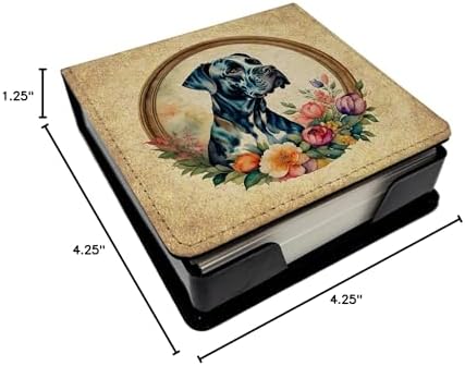 Caroline's Treasures Great Dane and Flowers PU Leather Note Paper Holder with Artist-Designed Cover, Desk Accessory, Office Gift