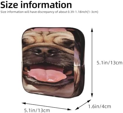 Compact Polyester Sanitary Organizer Pouch Pug With Tongue Out Cute Pet, Reusable Period Bag with Zipper, Multifunctional for Outdoor Daily Carry