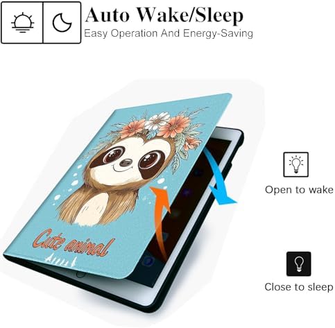 for Microsoft Surface Pro 11/10/9-13" 2024/2022 Tablet Case,Auto Wake/Sleep,Adjustable Stand Protective Cover - Cute Sloth Floral