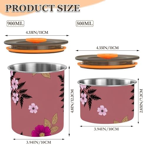 Purple Wild Roses Coffee Canister with Lid Airtight Food Storage Containers 17oz Stainless Steel Canisters Kitchen Food Organizer for Beans, Cereal, Pasta, Flour, Sugar, Snacks