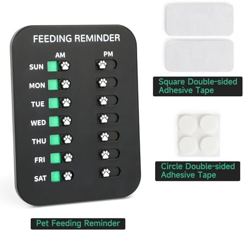 YAUYIK Dog Feeding Reminder, Magnetic Reminder Sticker, AM/PM Daily Indication Chart Feed Your Pets, Fridge Magnets and Double Sided Tape, Helps You to Track Pet Feeding & Medication (B)