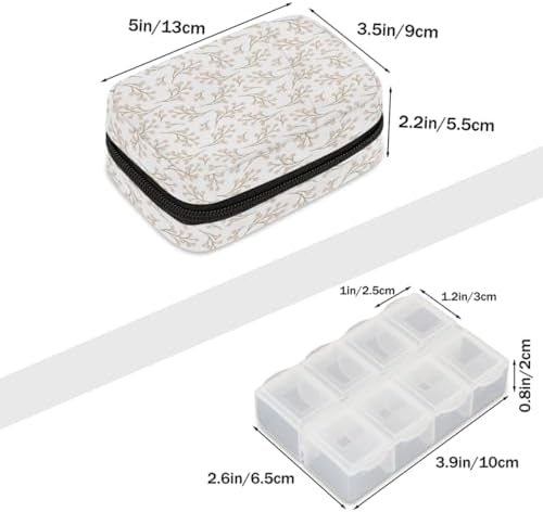 Pill Organizer Box Autumn Fruit Plants 7-Day Weekly Medicine Pill Case Travel Pill Container Portable Pill Holder Storage Purse Bag Small Compact Size for Vitamin Supplement Birth Control