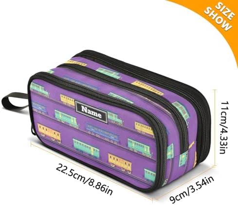 Custom Large Capacity Pencil Case Kids Pencil Case For Teen Cosmetics with Zipper Train Cars Purple