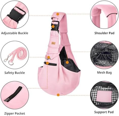 CUBY Dog and Cat Sling Carrier - Hands Free Reversible Pet Papoose Bag - Soft Pouch and Tote Design - Suitable for Puppy, Small Dogs Cats Outdoor