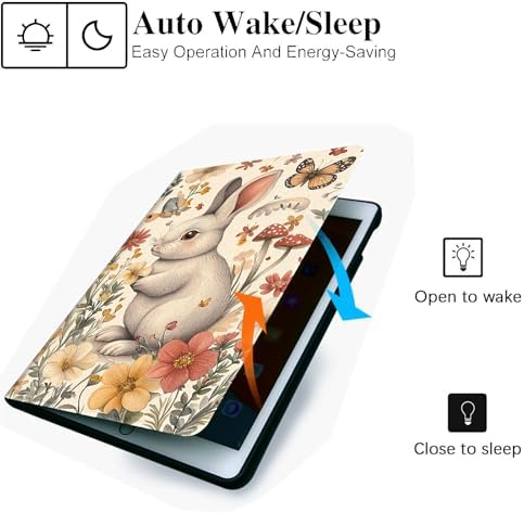 for Microsoft Surface Pro 11/10/9-13" 2024/2022 Tablet Case,Auto Wake/Sleep,Adjustable Stand Protective Cover - Rabbit Flower