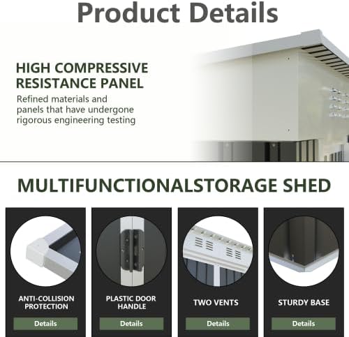 6x4 FT Outdoor Metal Garden Shed with Sliding Door, Heavy Duty Patio Storage Shed for Backyard Lawn Tools, Weather Resistant Steel Frame Utility Shed for Outdoor Storage
