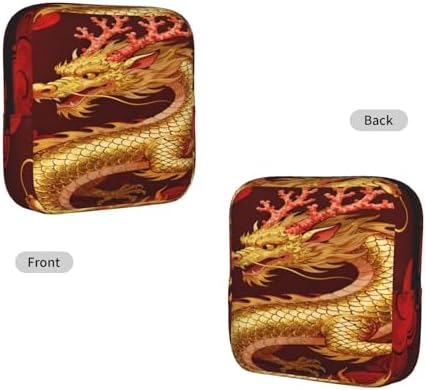 Multifunctional Period Storage Bag for Women Vintage Chinese Dragon, Compact Tampon Holder Pouch, Polyester Pad Bag Stores Cosmetic Jewelry Keys