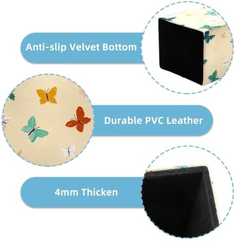 Butterfly Pen Holder for Desk Decor, Rectangular PVC Leather Pencil Cup for Desk Pen Organizer, Makeup Brush Holder for School, Home, Office