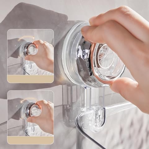 No Drill Clear Wall Caddy, 2024 New Wall Mounted Organizer Shelf Light Luxury Style Glacier Pattern Suction Cup Shelf, Drill Free Removable Caddy Shower Organizer (Clear, Rectangle)