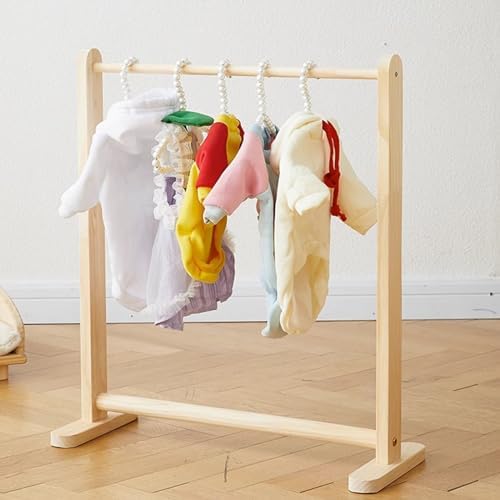 SYUFRE Dog Garment Rack Pet Armoire Wardrobe Wooden Dress Up Clothes Storage Small Dog Closet Pet Clothes Organizer Accessories for Doll Cat and Puppy (Color : Square Three-Layer), 10200230