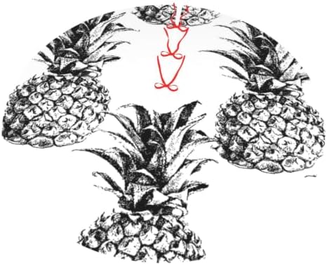 Christmas Tree Skirt, Soft Polyester Xmas Tree Skirts with Ribbon Ties, Rustic Farmhouse Holiday Party Decorations Ineapple Artistic Hand Drawn Tropical Theme Vintage Style Pineapple Fruit 36"