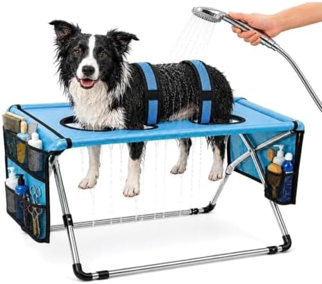 2026 Upgraded Detachable Pet Grooming Hammock for Small Dogs & Cats 44 LBS | Stainless Steel Stand Pet Grooming Sling, 8‑Hole Adjustable Dog Cat Grooming Harness for Pet Nail Trimming, Bathing, Care