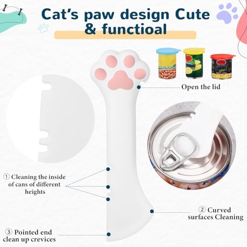Uiifan 8 Pcs Cat Food Can Covers Lids Set, Silicone Pet Food Can Lids with Multi-Function Cat Foods Spoon and Opener, Silicone Wet Foods Spoon for Cats and Dogs(Multicolor)