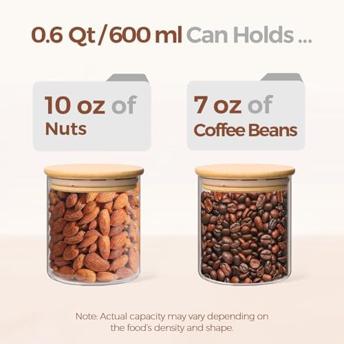 ComSaf Glass Storage Containers with Lids 0.6 Qt, 9 Pack Small Glass Jars | Small Glass Container, Spice Jar, Cookie, Candy, Family Snack Storage, Coffee Bar Organization, Size For Subpackage, BPA Free