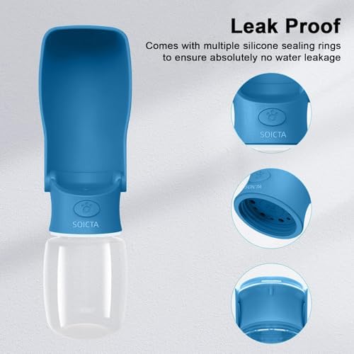 Portable Dog Water Bottle for Walking – 19oz / 12oz Foldable Pet Water Dispenser for Puppies, Medium & Large Dogs – Leak Proof Travel Water Bowl for Small Animals Dog Accessories(19OZ Dark Blue)