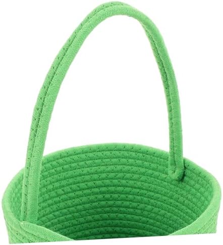 Vaguelly Handwoven Small Cotton Rope Basket for Shower and Wedding Candy Container Lightweight Mini Dinosaur Snack Bucket Nursery and Boy Girl Storage Pet Toy Organizer Portable Woven Crate